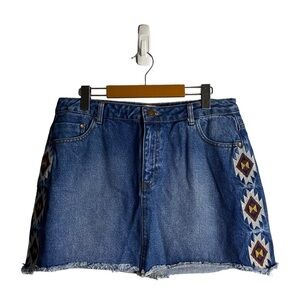River Island Women's Medium Indigo Aztec Print Denim Skirt
